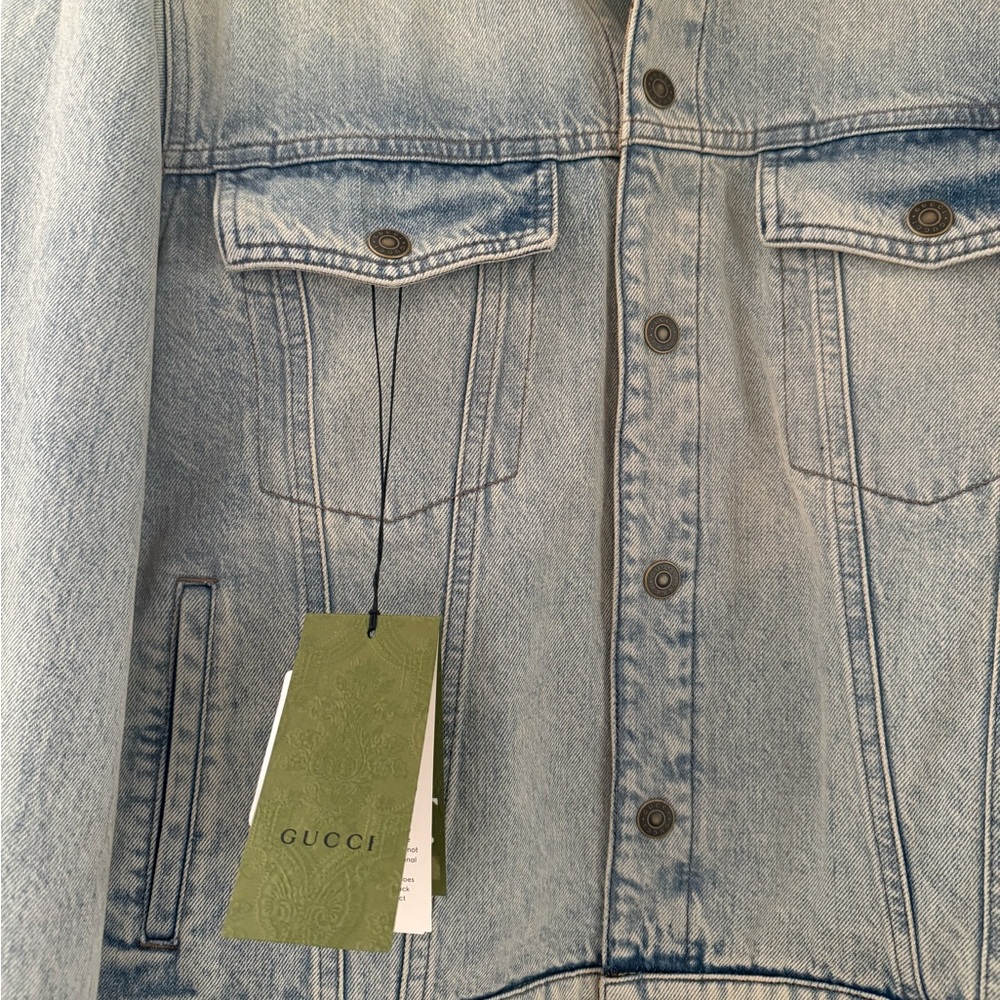 Gucci• Reversible Light Blue Denim & Beige GG Monogram Jacket